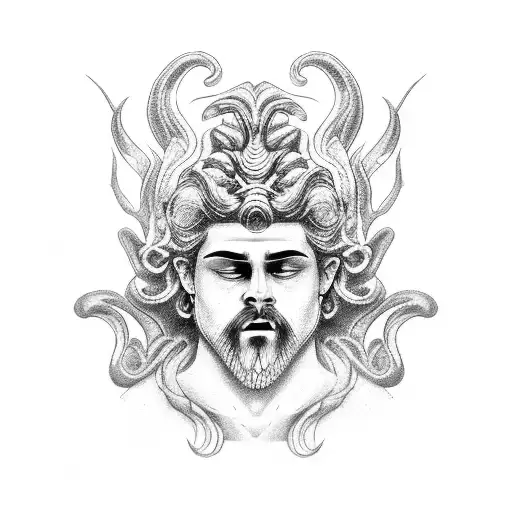 A dotwork tattoo illustrating Zeus and Hades in a dramatic confrontation tattoo design idea