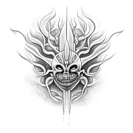 can you help me design a Maania tattoo with Maori and H.R. Giger's Necronom IV design in Ta Moko style tattoo design idea