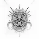 can you help me design a tattoo with Maori and H.R. Giger's Necronom IV design of a Maania tattoo design idea