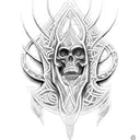 can you help me design a Maania tattoo with Maori and H.R. Giger's Necronom IV design  tattoo design idea