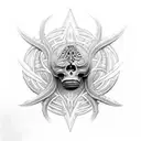 can you help me design a Maania tattoo with Maori and H.R. Giger's Necronom IV design  tattoo design idea
