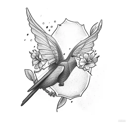 bartender, colibri , hibiscus , cocktail  tattoo design idea