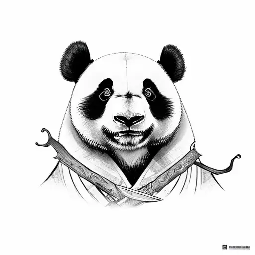 panda guerrero samurai  tattoo design idea