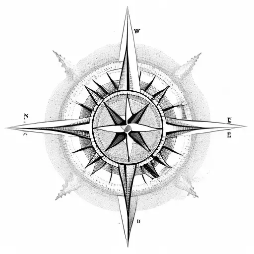 A minimalist design of a compass rose combined with a palm tree and the word ״עצמאות״ incorporated in the roots tattoo design idea