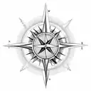 A minimalist design of a compass rose combined with a palm tree and the word ״עצמאות״ incorporated in the roots tattoo design idea