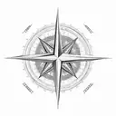 A minimalist design of a compass rose combined with a palm tree and the word ״עצמאות״ incorporated in the roots tattoo design idea