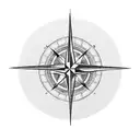 A minimalist design of a compass rose combined with a palm tree and the word ״עצמאות״ incorporated in the roots tattoo design idea