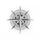 A minimalist design of a compass rose combined with a palm tree and the word ״עצמאות״ incorporated in the roots tattoo design idea