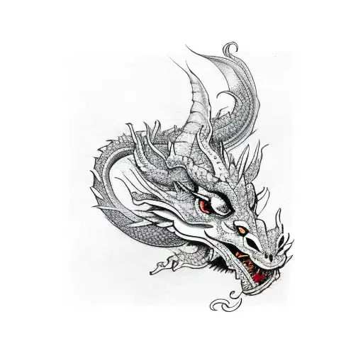 5 dragons with colored eyes orchids gemstones mandala tattoo design idea