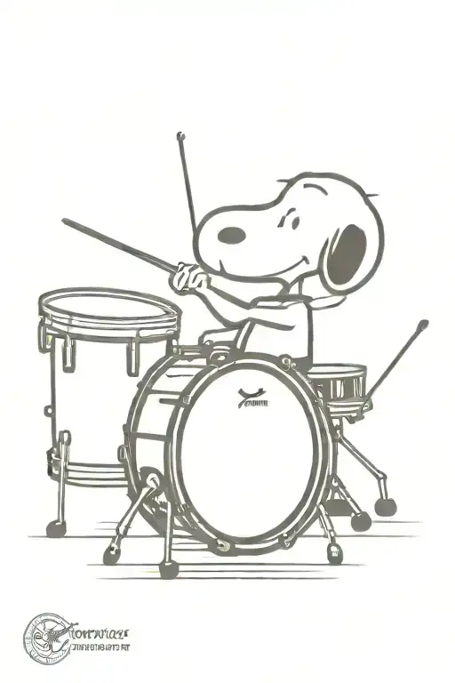 Snoopy playing drums tattoo design idea