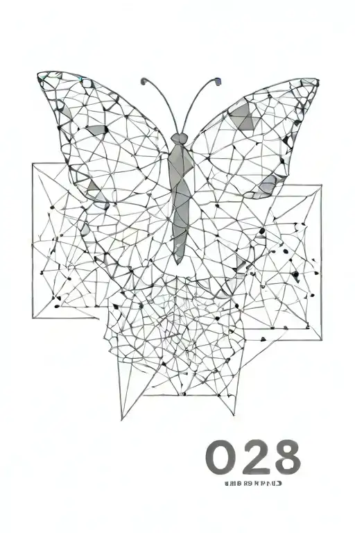 Masculine and modern geometric butterly with the date 09 29 1976  tattoo design idea
