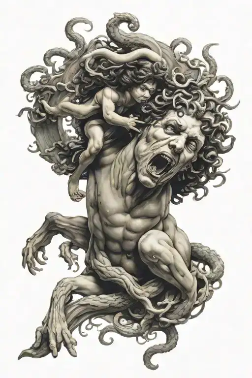 perseus killing medusa tattoo design idea