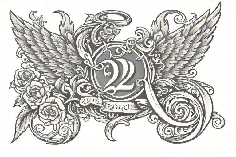 222 Angel number tattoo design idea