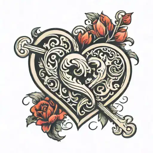 two hearts shaped puzzle piece tattoo design idea