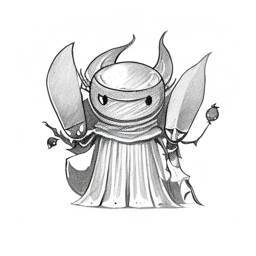 hollow knight with iphone in hand tattoo design idea