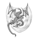cloud with dragon and red moon for full hand tattoo design idea