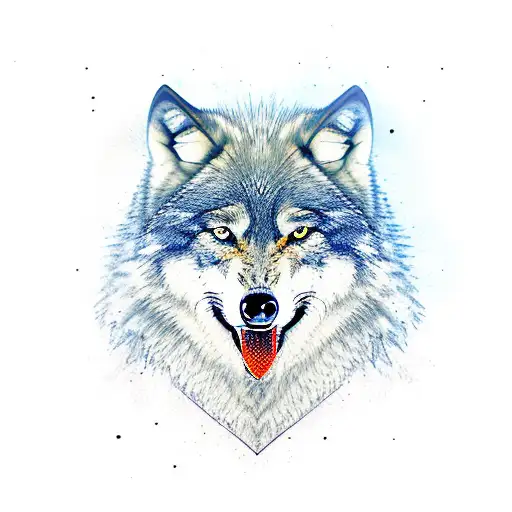 Wolf with heart tattoo design idea