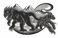 single line cryptid silhouettes Bigfoot Mothman Loch Ness monster nightcrawler ufo tattoo design idea