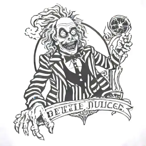 Beetlejuice cartoon tattoo design idea