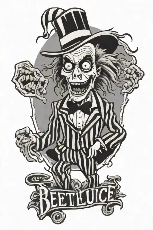 Beetlejuice cartoon character tattoo design idea