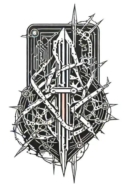 scalpel with blood and barbed wire  tattoo design idea