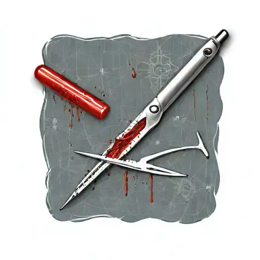 medical scalpel with blood dripping from its tattoo design idea