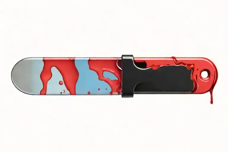 open medical scalpel  with blood on it blade tattoo design idea