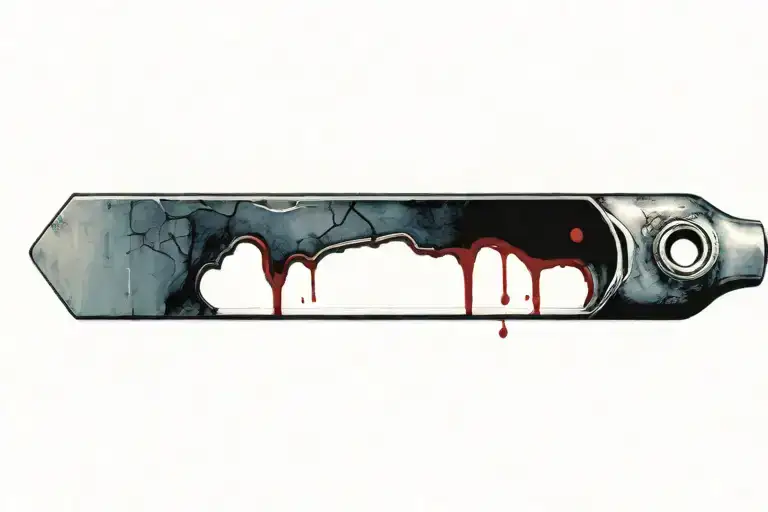  lancet with blood on it blade cutting tattoo design idea