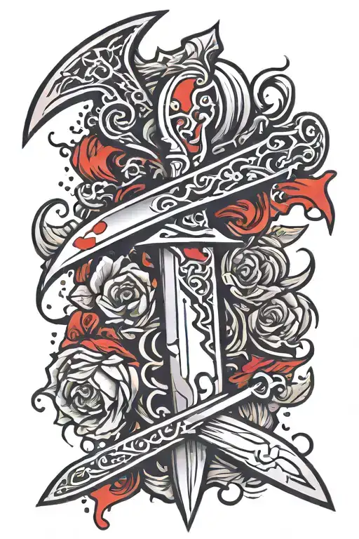 scalpel with blood tattoo design idea