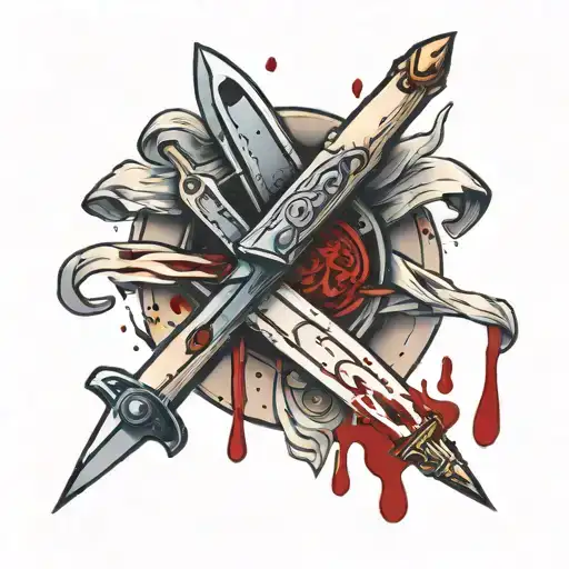 medical scalpel with blood on it blade tattoo design idea