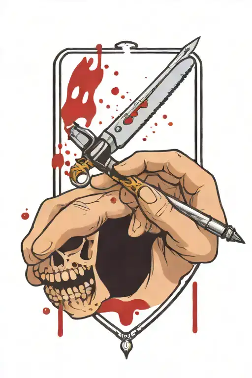 medical scalpel with blood on it blade tattoo design idea
