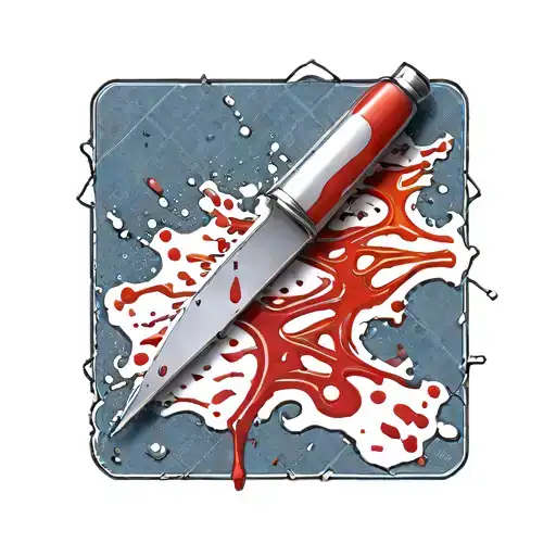 medical scalpel with blood dripping downwards tattoo design idea