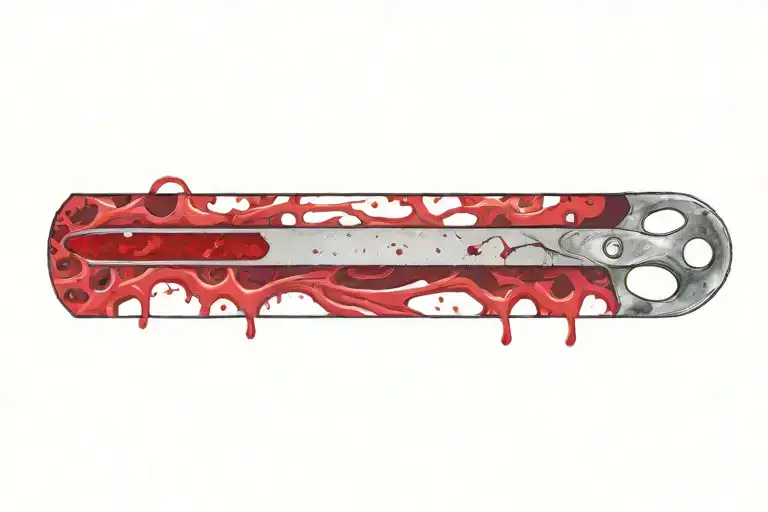  lancet with blood on it blade cutting tattoo design idea
