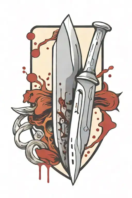 medical scalpel with blood on it blade tattoo design idea