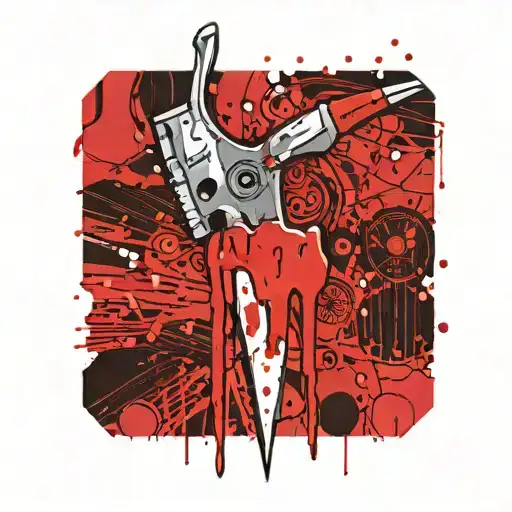 medical scalpel with blood dripping downwards tattoo design idea