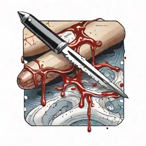 medical scalpel with blood dripping from its tattoo design idea