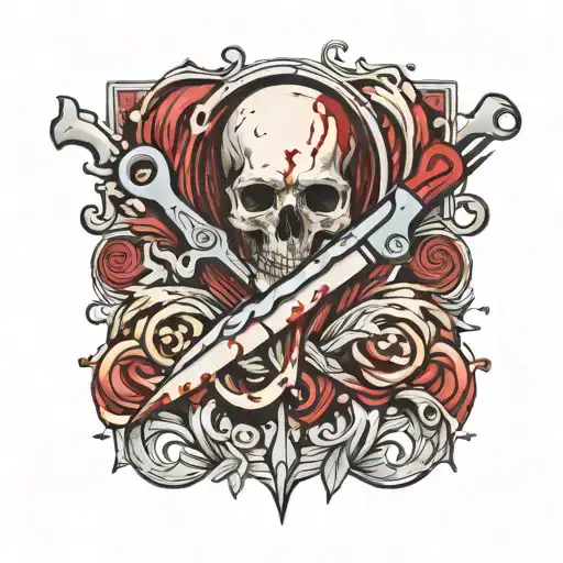 medical scalpel with blood dripping from its tattoo design idea