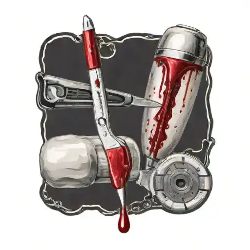 medical scalpel with blood dripping from its tattoo design idea