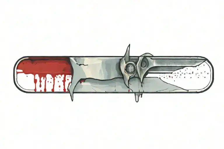  lancet with blood on it blade cutting tattoo design idea
