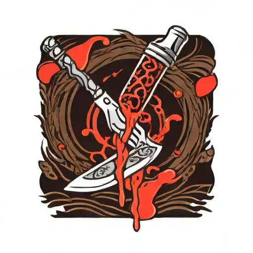 medical scalpel with blood dripping from its tattoo design idea