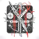 medical scalpel with blood dripping from its own tail tattoo design idea