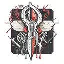 medical scalpel with blood dripping from its own tail tattoo design idea