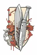medical scalpel with blood on it blade tattoo design idea