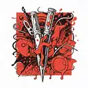 medical scalpel with blood dripping downwards tattoo design idea