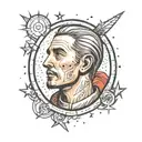 oval shape faced guy looking at the stars tattoo design idea