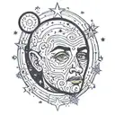 oval shape faced guy looking at the stars tattoo design idea