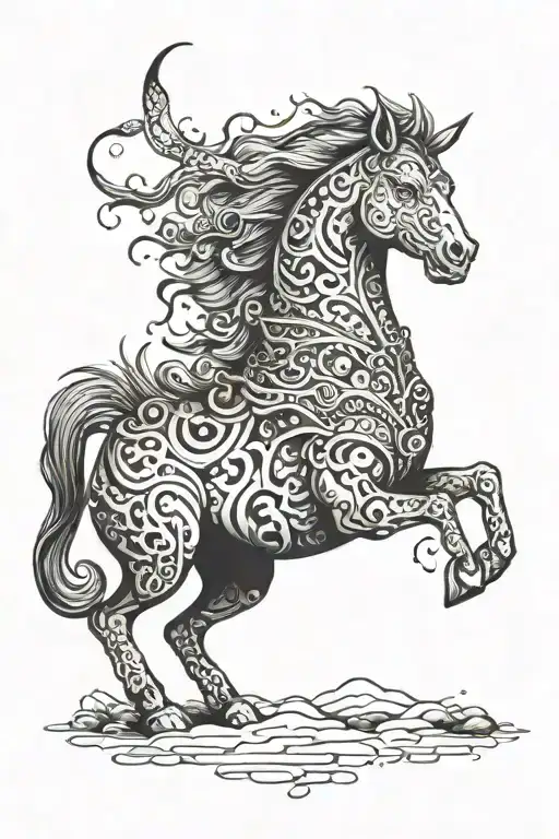 Aşk gece gündüz depicted as a mystical creature, half night and half day tattoo design idea