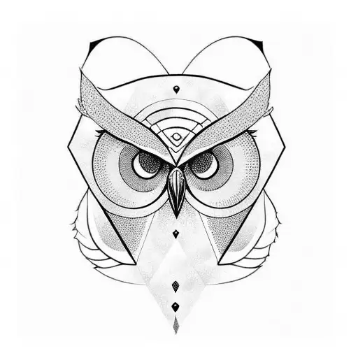 owl half geometric half realistic tattoo design idea