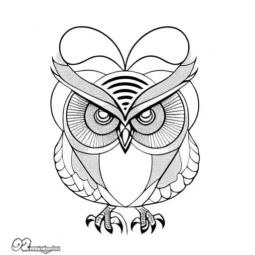 owl half geometric half realistic tattoo design idea