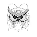 owl half geometric half realistic tattoo design idea